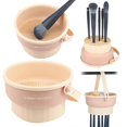 thumbnail image 2 of Makeup Brush Cleaner Mat Silicone Makeup Brush Cleaning Bowl with Drying Holder Brush Cleaning Scrubber Tool As Shown, 2 of 5