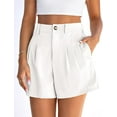 thumbnail image 4 of PRETTYGARDEN Womens Shorts Casual Summer Elastic High Waist Zipper Button Tailored Shorts Pleated Beach Vacation Outfits, 4 of 9