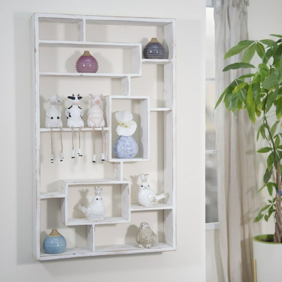 Sagebrook Home Wooden Geometric Wall Shelf - 39" x 5" x 24"