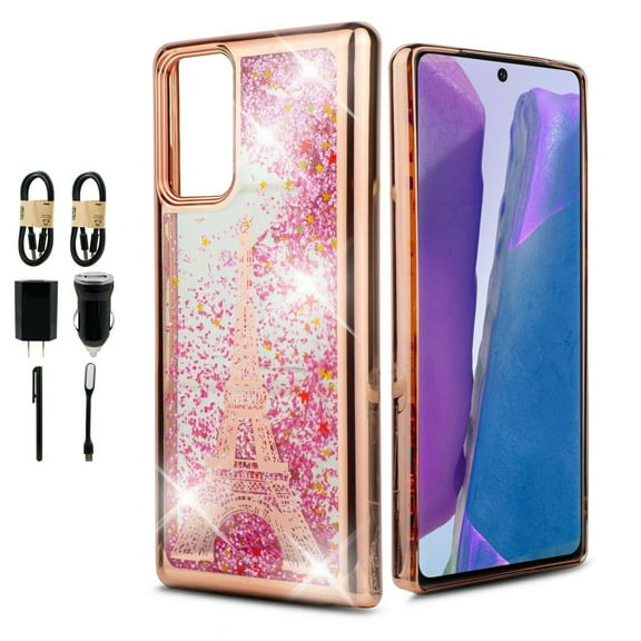 Value Pack ! for Samsung Galaxy Note 20 Liquid Glitter Bling Sparkling Cute Woman Girl Case Phone Case Silicone PU Shock Bumper Scratch Guard Skin Wrap Slim Cover