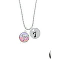 thumbnail image 2 of Delight Jewelry Silvertone Domed Multi Color VT Silvertone Script Initial Disc - T - Charm Necklace, 20"+3", 2 of 4