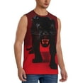 thumbnail image 2 of Haiem Men's Black Panther Red Background Print Tank Tops Summer Sleeveless Cut Off Workout T-Shirts Fitness Vest Athletic Undershirts-Small, 2 of 8