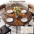 thumbnail image 6 of Ktaxon 5 Pieces 42.1" Round Dining Table Set for 4, Compact Kitchen Table Set with 4 PU Upholstered Chairs, Rustic Brown, 1 Box Arrived, 6 of 12