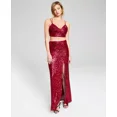 thumbnail image 1 of Jump Apparel Womens Two-Piece Sequin Gown, Maroon, 3, 1 of 3