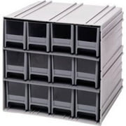 Quantum Storage Systems B382239 QIC-122 Interlocking Storage Cabinet with 12 Gray Drawers - 11.75 x 11.37 x 11 in.