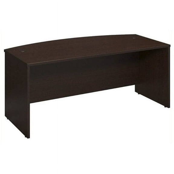 Bowery Hill 72" Bow Front Desk Shell in Mocha Cherry