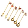 thumbnail image 3 of Juego de cubiertos dorados, cuchara de postre, vajilla reutilizable, utensilios con detalles dorados, cuchara de café para fiestas de año Nuevo Chino Estilo A, 3 of 8