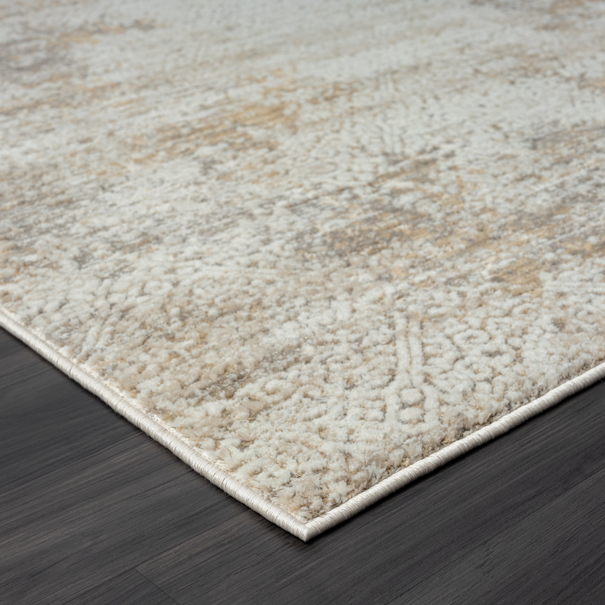 Ox Bay Claire Damask Transitional Performance Polyester Indoor Runner Rug, Gray/Beige, 2' x 10'