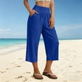 thumbnail image 5 of Luvrsol Plus Size Womens Capris Wide Leg Crop Pants Elastic Waist Loose Fit Summer Casual S-3XL, 5 of 9