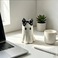 thumbnail image 6 of Cute Ghost Figurine with Black Polka Dot Bow, 5.9 Inch Spooky Tabletop Resin Statue, Halloween Home Decor Ornament for Shelf Desk, 6 of 7