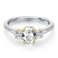 thumbnail image 3 of Gem Stone King 10K Two Tone Gold White Created Sapphire and Lab Grown Diamond Engagement Ring for Women | 1.34 Cttw | Oval 7X5MM | Gemstone September Birthstone | Size 8, 3 of 6