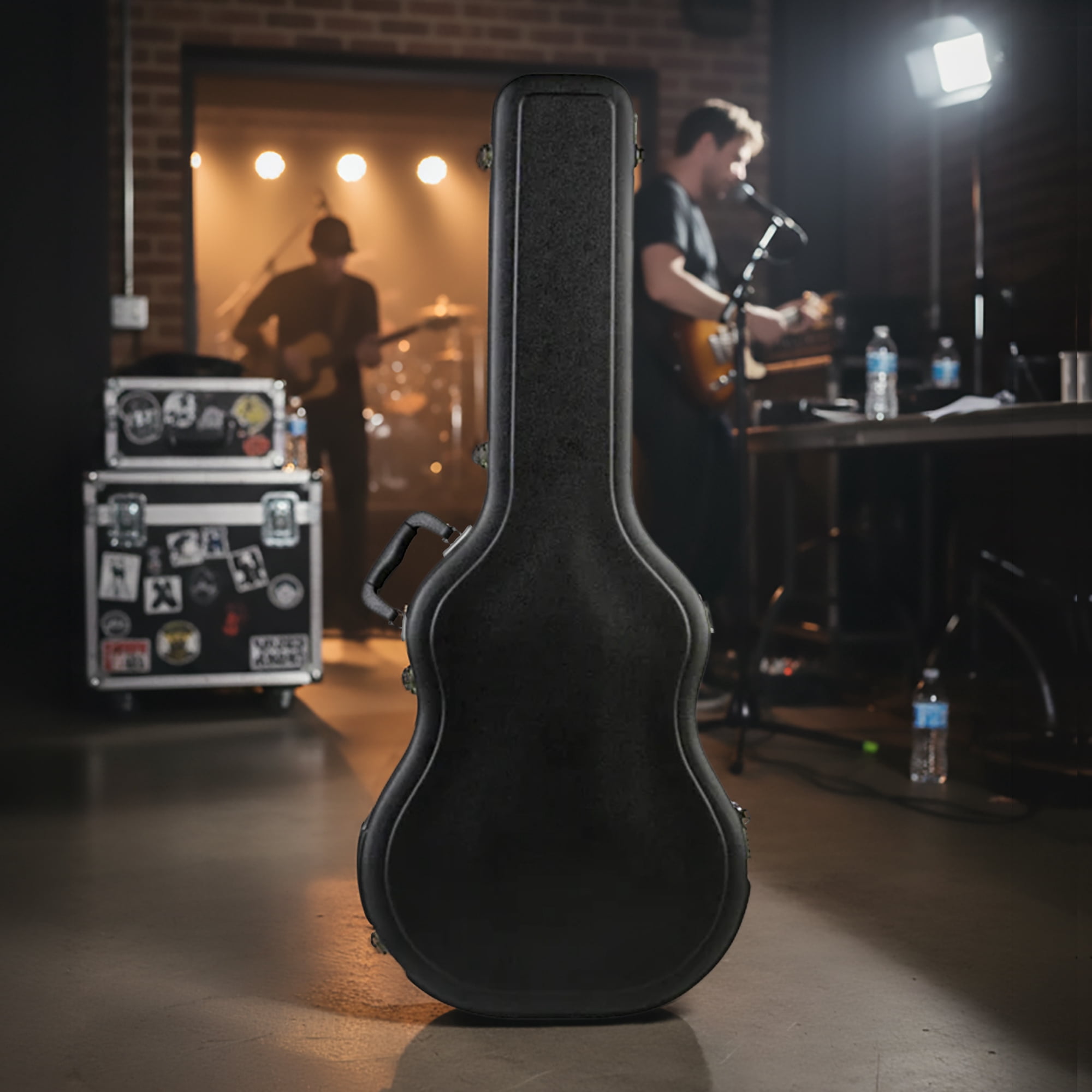 SKB Hardshell Travel Case for Thin-Line Acoustic or Electric Guitars, Black