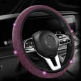 thumbnail image 1 of Fashion Crystal Car Steering Wheel Cover 38cm Breathable Anti Slip PU Rhinestone Car Decoration Diamond Car Accessories, 1 of 6