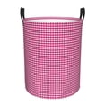 thumbnail image 2 of Uemuo Pink Gingham Pattern Circular Laundry Hamper Basket with handles,Collapsible laundry basket,Large capacity laundry hamper,Laundry Organizer-, 2 of 8