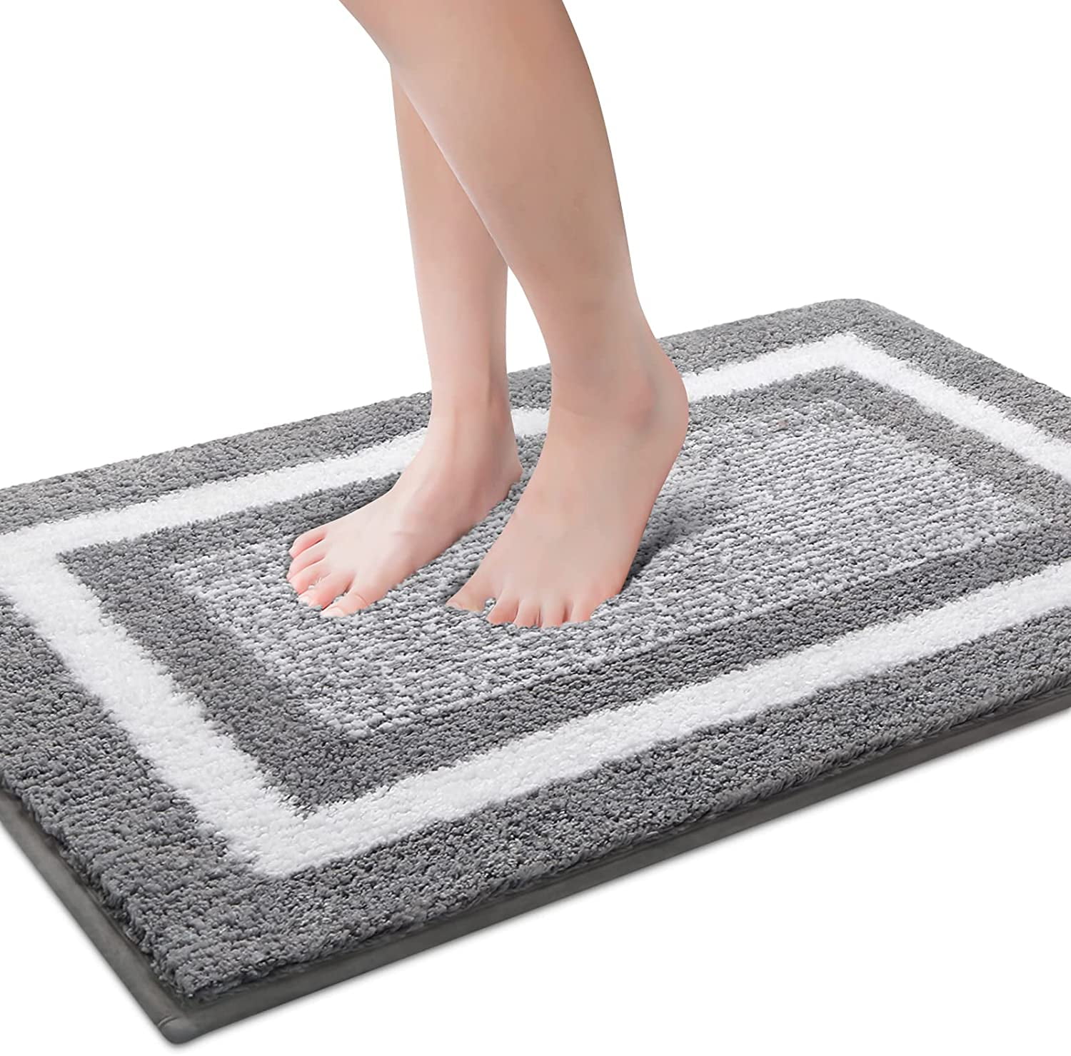 30" x 18" Gray Soft and Durable Microfiber Bathroom Shower Accent Rug 
