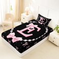 thumbnail image 4 of Manfei Kawaii Bow Personalized Initial E Twin Sheet Sets 3pcs for Girls,Cartoon Pearl Bowknot Alphabet Bedding for Kids Teens,Lightweight Room Decor, 4 of 5