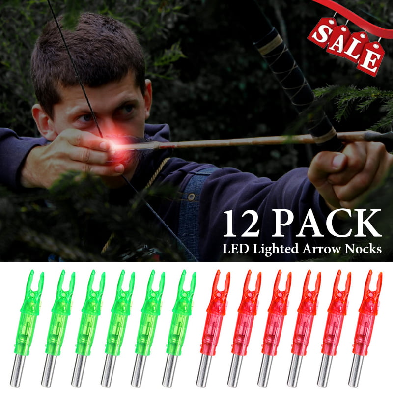 12PCS LED Lighted Arrow Nocks For Hunting Compound Recurve Bow Archery Target 