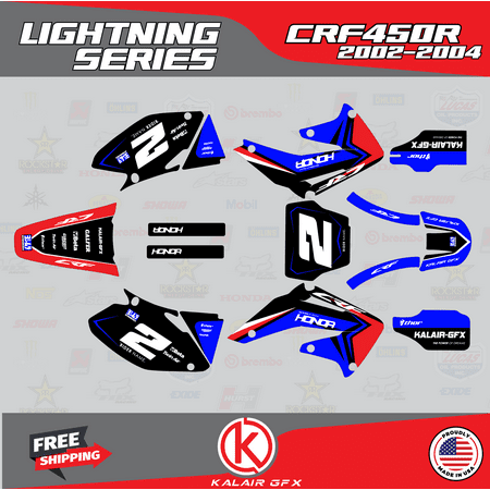 Kalair GFX Graphics Kit for Honda CRF450R (2002-2004) Lightning Series Kalair GFX Graphics Kit for Honda CRF450R (2002-2004) Lightning Series