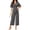 Dark Gray, variant on Summer V-neck Womens Wide Leg Jumpsuits Short Sleeve Tie Knot Front Long Romper