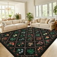 thumbnail image 5 of Garvee Floral Print Area Rug 10'x13' Farmhouse Accent Carpet with Non-Slip Backing, Washable Rug Soft Low Pile Indoor Mat for Living Room Bedroom Home Office, Black, 5 of 8