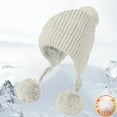 thumbnail image 1 of Bomber Hats Grid Pattern Three Wool Thickened Hat For Children Winter Velvet Outdoor Warm Knitted Hat Bomber Hats, 1 of 3