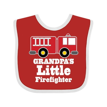 Inktastic Grandpa Little Firefighter Boys Fire Truck Boys Baby Bib