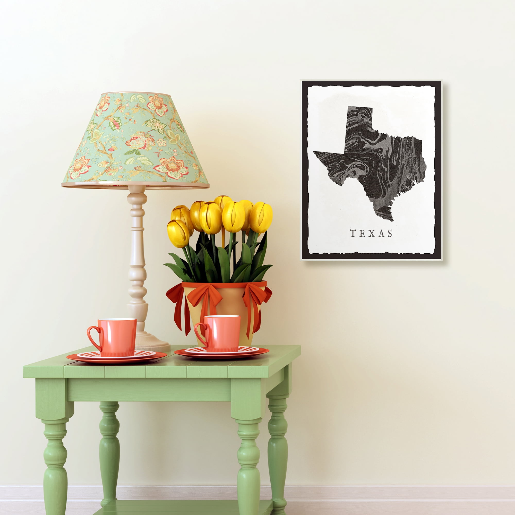 Stupell Marbled Paper Texas State Silhouette Canvas Art, 16 x 20