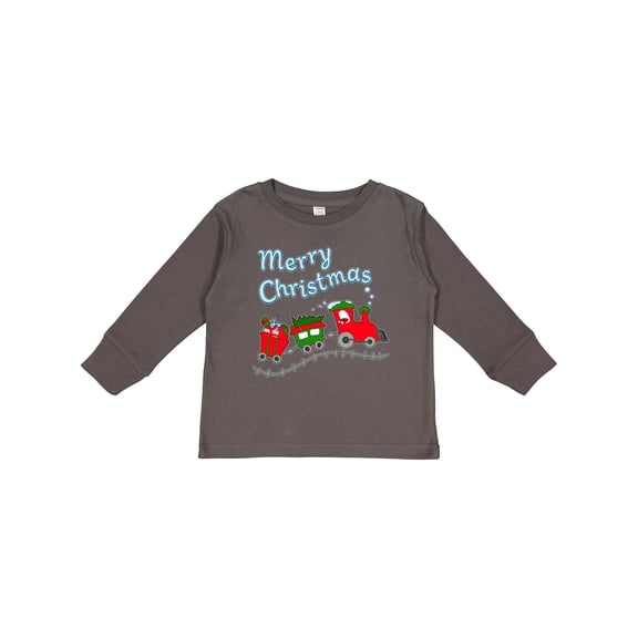 Inktastic Merry Christmas Train with Presents Boys or Girls Long Sleeve Toddler T-Shirt