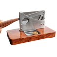 thumbnail image 2 of Luxury Pear Flower Wood Metal Cigar Cutter Stainless Steel Blades Classic Table Guillotine Cigar Scissors Accessories Men Gifts (GRAY), 2 of 5