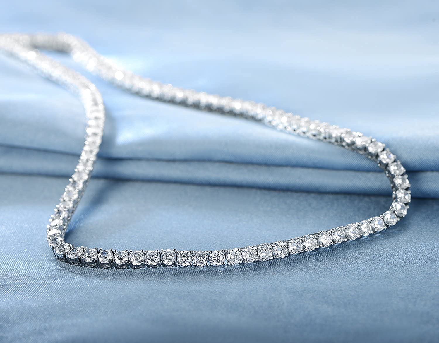 GEMSME 18K Yellow Gold / White Gold Plated 4.0mm Round Cubic Zirconia Classic Tennis Necklace 16/18/20/22/24 Inch
