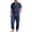 Mens Two Piece Sets - A02 Navy, variant on Maqroz Men's Summer Two Piece Set Short Sleeve Button Front Top and Trousers Casual Work Streetwear Fashion Mock Neck Lightweight Outfit