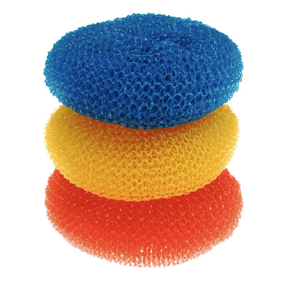 LOLA Plastic Mesh Scourers, Non-Scratch All-Purpose Cleaner Pads, Rust Proof - 3 Pack