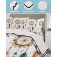 thumbnail image 4 of Boho Geometric Twin Size Down Alternative Comforter, Lightweight Comforter Quilt Bedding Set with Pillow Shams Ethnic Feathers Patterns Retro Farmhouse All Seasons Bed Comforter Duvet Insert 68"x86", 4 of 7