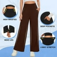 thumbnail image 6 of 3 Pack Women's Wide Leg Pants with Pockets High Waist Loose Sweatpants Casual Lounge Yoga Workout Palazzo, 6 of 9
