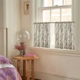 thumbnail image 2 of Floral Linen Tier Curtains 24 Inch Farmhouse Botanic Cafe Drapes for Small Windows Rustic Half Window Curtains for Kitchen Living Room Bathroom Laundry 2 Panels Black on Beige, 2 of 8