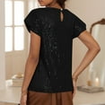 thumbnail image 6 of UPPADA Womens Sequin Print Tops V Neck Sparkly Glitter Blouses Glitter Tank 3/4 Sleeve Shiny Dressy Shirts Cocktail Elegant Top for Holiday Evening Party, 6 of 7