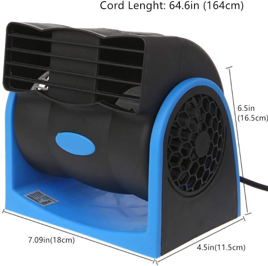 12V Car Dash Fan, No Leaf Quiet Cooling, Powerful RV Ventilation, Squirrel Cage, 2 Speed Electric Air Conditioner with Cigarette Lighter Plug for Auto SUV Vehicle Van