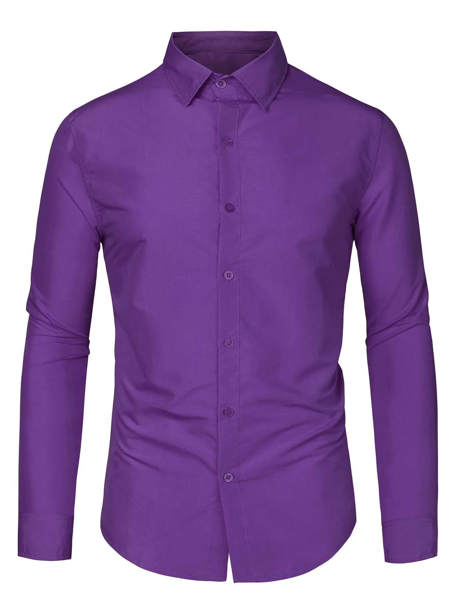 Camisa de vestir para hombre ajuste regular manga larga con botones para baile de graduacion camisa solida Azul claro S Lars Amadeus Camisa Walmart en linea