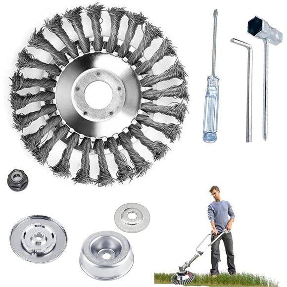 Raydex Lights Cuchilla cortadora con cable irrompible, cortador de cepillo giratorio de alambre de acero, cabezal de corte para jardín, cepillo giratorio para malas hierbas, cortador de rueda de alamb