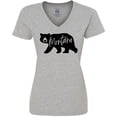 thumbnail image 3 of Inktastic Montana Black Bear Silhouette Women's V-Neck T-Shirt, 3 of 5