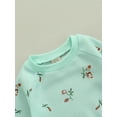 thumbnail image 5 of Qiylii Baby Girls Flower Print Waffle Clothes Set Sweatshirt+Trousers+Headband, 5 of 9