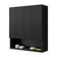 thumbnail image 2 of Bathroom Vanity, TOBI 26" Wall-Mounted Striped Bathroom Cabinet, with Doors, Shelf and Open Storage Compartment Over The Toilet Storage Cabinet for Bathroom, Kitchen, Laundry Room, Black Color, 2 of 6