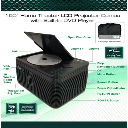 Naxa - NVP-2501C 1280 x 720 LCD Projector - Black
