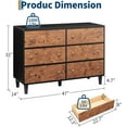 thumbnail image 2 of Twister.CK Dresser for Bedroom with 6 Drawers, Modern Chest of Drawers with Metal Handle, Wood Closet Clothes Storage Organizer for Living Room, Hallway, Black & Brown, 2 of 8