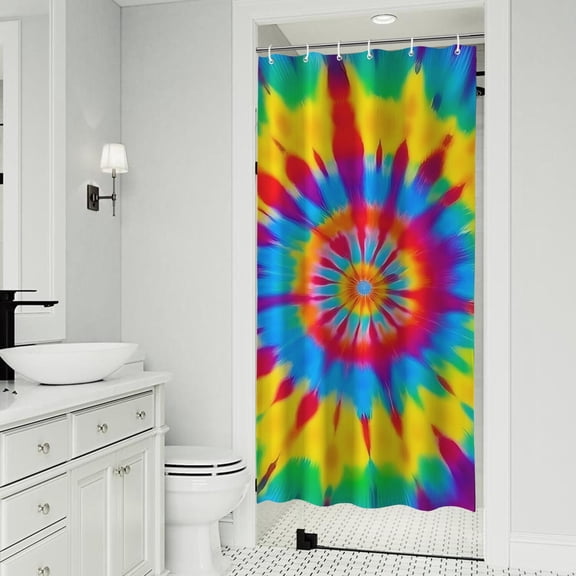 Colorful Rainbow Tie Dye Spiral Pattern Shower Curtain 36"x72" ,Bathroom Decorative Shower Curtains Set with 12 Hooks,Modern Waterproof Washable Shower Curtain
