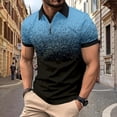 thumbnail image 2 of Huresd Mens Polo Shirts Quarter Zipper Breathable Shirts for Men Fashion Collared Short Sleeve Shirt Light Blue S, 2 of 9