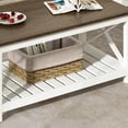 thumbnail image 6 of Coffee Table, Rustic Farmhouse Table with Shelf for Living Room, Vintage Finish White, 6 of 7