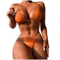 thumbnail image 6 of QLEICOM Women's Swimsuits High Waisted Tummy Control Swimwear One-Piece Swimsuit Bikini Solid Color Swimsuit Splicing Swimsuit Women Bikinis Swimming Suits Cover Ups Bathing Suits Orange M, 6 of 6
