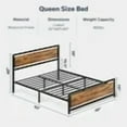 thumbnail image 3 of Asofer Queen Bed Frame with Wood Headboard, Industrial Low Profile Platform, Noise Free, No Box Spring Needed, Black Brown, 3 of 10
