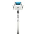 thumbnail image 3 of Clara Pucci 14K White Gold Solid Gold Turquoise Halo Anniversary Ring for Women - 0.89 cttw Princess Cut, 3 of 8